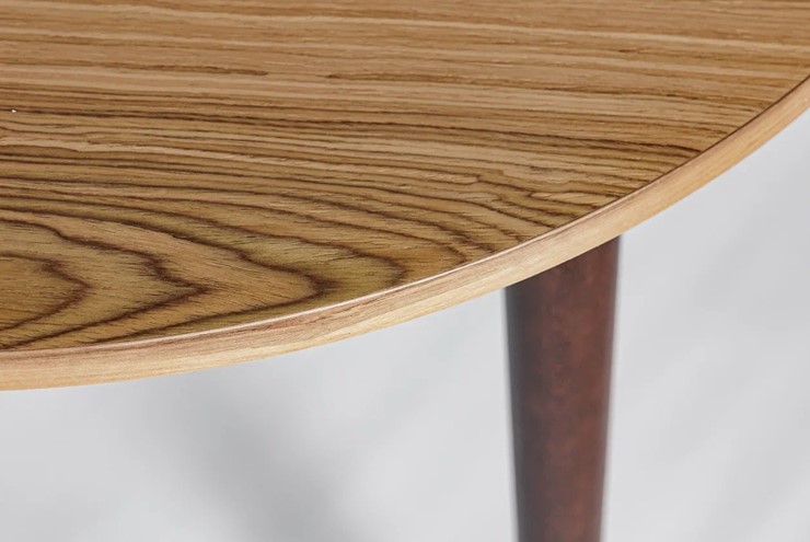 Обеденный круглый раздвижной стол Шпон Ореха д. 90 см МДФ светлый орех в Пензе - изображение 6