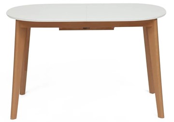Кухонный раскладной стол BOSCO (Боско) бук/мдф 120+30x80x75 Белый/Натуральный Бук арт.11257 в Пензе