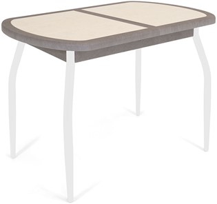Кухонный раздвижной стол Будапешт-1 ПЛ (ноги белые, плитка бежевая/серый камень) в Пензе