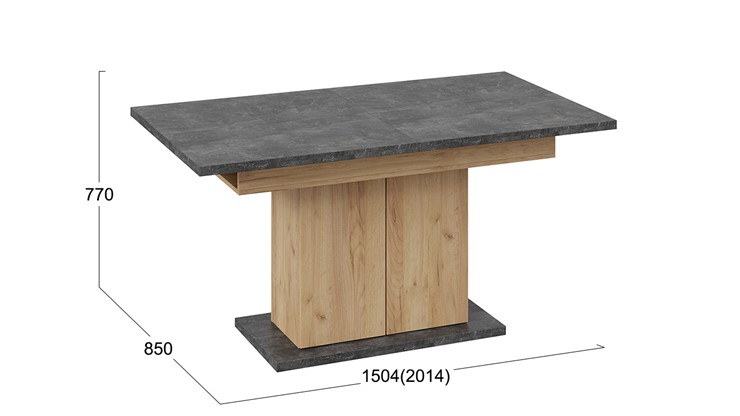 Кухонный раздвижной стол Детройт тип 1 (Дуб Крафт золотой/Ателье) в Пензе - изображение 4