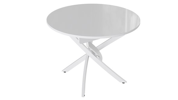 Обеденный раздвижной стол Diamond тип 3 (Белый муар/Белый глянец) в Пензе - изображение