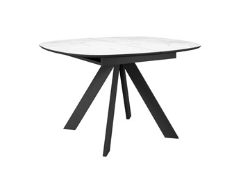 Кухонный стол раскладной DikLine BK100 Керамика Белый мрамор/подстолье черное/опоры черные в Пензе
