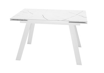 Кухонный стол раздвижной DikLine DKL140 Керамика Белый мрамор/опоры белые (2 уп.) в Пензе - предосмотр