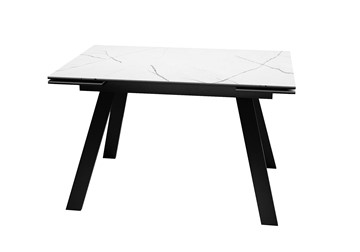 Кухонный стол раскладной DikLine DKL140 Керамика Белый мрамор/опоры черные (2 уп.) в Пензе