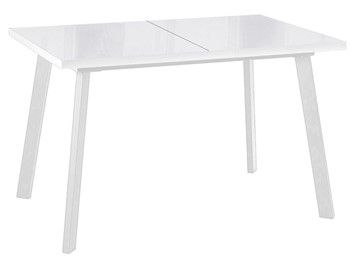 Кухонный раздвижной стол Dikline HBS120 Стекло белое/ножки белые в Пензе