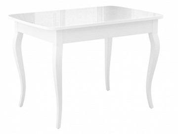 Кухонный стол раскладной Dikline M120 Белый/стекло белое глянец/ножки MC белые в Пензе
