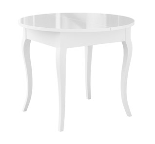 Кухонный раскладной стол Dikline MR100 Белый/стекло белое глянец/ножки MC белые в Пензе