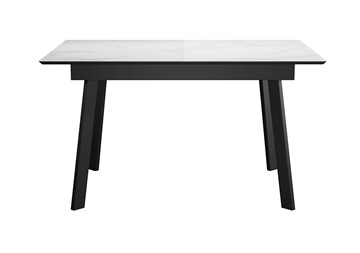 Кухонный стол раздвижной DikLine SKH125 Керамика Белый мрамор/подстолье черное/опоры черные (2 уп.) в Пензе