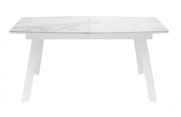 Кухонный раздвижной стол Dikline XLS160 мрамор белый глянец/ножки белые в Пензе - предосмотр 1