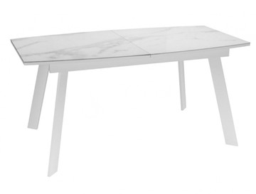 Кухонный раздвижной стол Dikline XLS160 мрамор белый глянец/ножки белые в Пензе - предосмотр