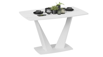 Кухонный раздвижной стол Фабио тип 1 (Белый матовый, Стекло матовое белый мрамор) в Пензе