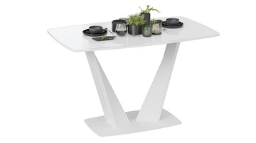 Кухонный раздвижной стол Фабио тип 1 (Белый матовый, Стекло глянцевое белое) в Пензе