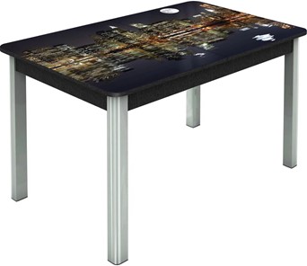 Кухонный стол раздвижной Гамбург исп.1 ноги метал. крашеные №23, Фотопечать (Города №8) в Пензе