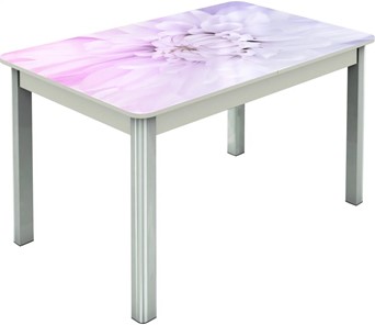 Обеденный раздвижной стол Гамбург исп.2 ноги метал. крашеные №23, Фотопечать (Цветы №54) в Пензе