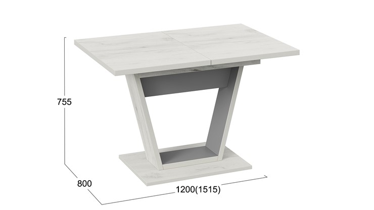 Кухонный раздвижной стол Гавана тип 1 (Дуб крафт белый/Серый графит) в Пензе - изображение 5