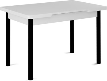 Кухонный стол раздвижной Милан-1 EVO, ноги металлические черные, белый цемент в Пензе