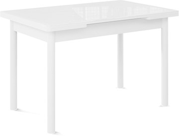 Кухонный раздвижной стол Милан-2 EVO, ноги белые, стекло белое/белый в Пензе
