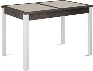 Кухонный стол раздвижной Ницца-1 ПЛ (ноги белые, плитка бежевая/серый камень) в Пензе