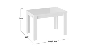 Кухонный раздвижной стол Норман тип 1, цвет Белый/Стекло белый глянец в Пензе - предосмотр 2