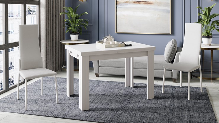 Кухонный раздвижной стол Норман тип 1, цвет Белый/Стекло белый глянец в Пензе - изображение 3