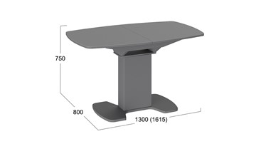 Раздвижной стол Портофино (СМ(ТД)-105.02.11(1)), цвет Серое/Стекло серое матовое LUX в Пензе - предосмотр 1