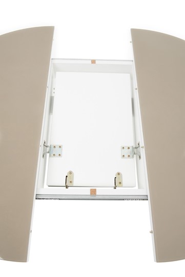 Обеденный раздвижной стол Ривьера исп. круг хром №5 (стекло белое/черный) в Пензе - изображение 3
