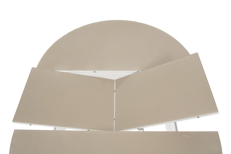 Обеденный раздвижной стол Ривьера исп. круг хром №5 (стекло белое/черный) в Пензе - изображение 4