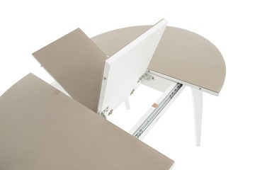 Обеденный раздвижной стол Ривьера исп. круг хром №5 (стекло белое/черный) в Пензе - предосмотр 5