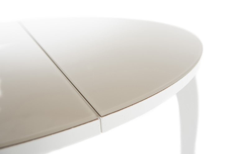 Обеденный раздвижной стол Ривьера исп. круг хром №5 (стекло белое/черный) в Пензе - изображение 6