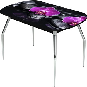 Раздвижной стол Ривьера исп.1 ноги метал. крашеные №24 Фотопечать (Цветы №14) в Пензе