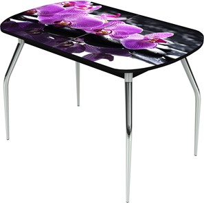 Кухонный стол раскладной Ривьера исп.1 ноги метал. крашеные №24 Фотопечать (Цветы №30) в Пензе