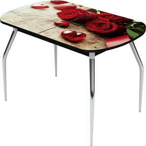 Раздвижной стол Ривьера исп.1 ноги метал. крашеные №24 Фотопечать (Цветы №33) в Пензе