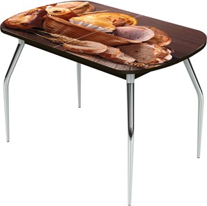 Кухонный стол раздвижной Ривьера исп.1 ноги метал. крашеные №24 Фотопечать (Хлеб №3 в Пензе
