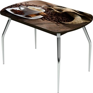 Раздвижной стол Ривьера исп.1 ноги метал. крашеные №24 Фотопечать (Кофе №22) в Пензе