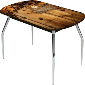 Кухонный стол раздвижной Ривьера исп.1 ноги метал. крашеные №24 Фотопечать (Кофе №25) в Пензе