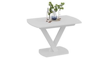 Кухонный стол раскладной Салерно тип 1 (Белый муар/Стекло матовое белое) в Пензе - предосмотр