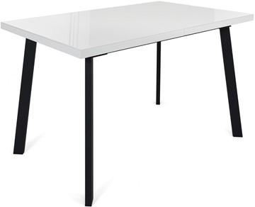 Кухонный раскладной стол Сальвадор-1G (ноги черные, стекло cristal/белый цемент) в Пензе - предосмотр