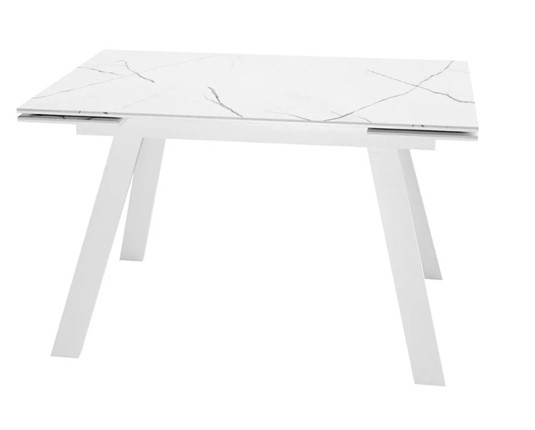 Стол раздвижной SKL 140, керамика белый мрамор/подстолье белое/ножки белые в Пензе - изображение