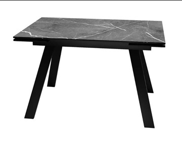Обеденный раздвижной стол SKL 140, керамика черный мрамор/подстолье черное/ножки черные в Пензе