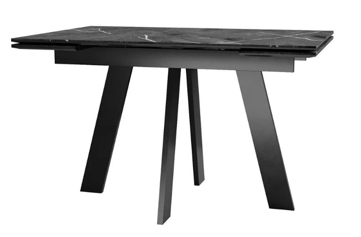 Обеденный раздвижной стол SKM 120, керамика черный мрамор/подстолье черное/ножки черные в Пензе - изображение 1