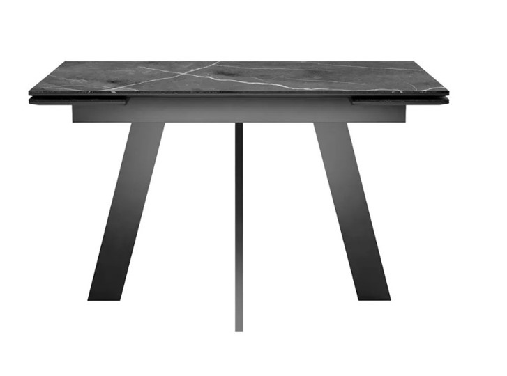 Обеденный раздвижной стол SKM 120, керамика черный мрамор/подстолье черное/ножки черные в Пензе - изображение 2