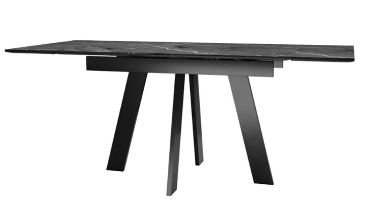 Обеденный раздвижной стол SKM 120, керамика черный мрамор/подстолье черное/ножки черные в Пензе - изображение 3