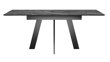 Обеденный раздвижной стол SKM 120, керамика черный мрамор/подстолье черное/ножки черные в Пензе - предосмотр 4