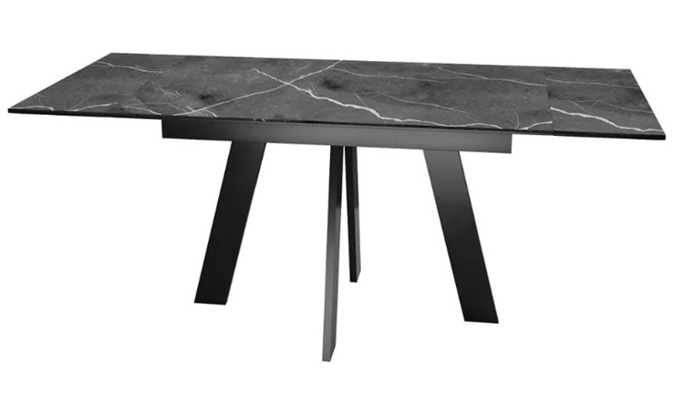 Обеденный раздвижной стол SKM 120, керамика черный мрамор/подстолье черное/ножки черные в Пензе - изображение 5