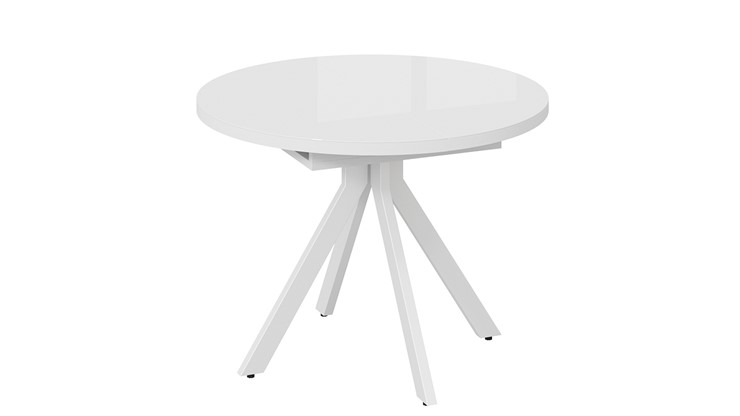 Обеденный раздвижной стол Стокгольм Тип 1 (Белый муар/Стекло глянцевое белое) в Пензе - изображение 2