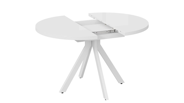 Обеденный раздвижной стол Стокгольм Тип 1 (Белый муар/Стекло глянцевое белое) в Пензе - изображение 3