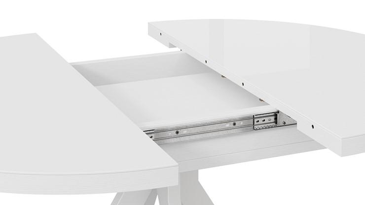 Обеденный раздвижной стол Стокгольм Тип 1 (Белый муар/Стекло глянцевое белое) в Пензе - изображение 4