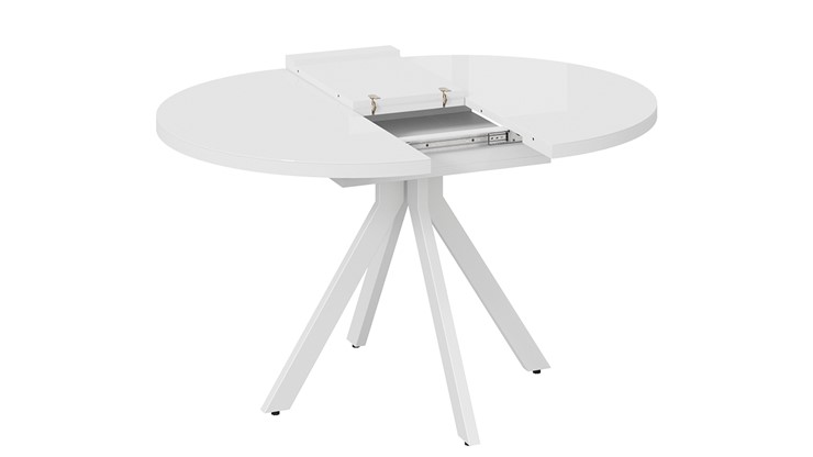 Обеденный раздвижной стол Стокгольм Тип 1 (Белый муар/Стекло глянцевое белое) в Пензе - изображение 5