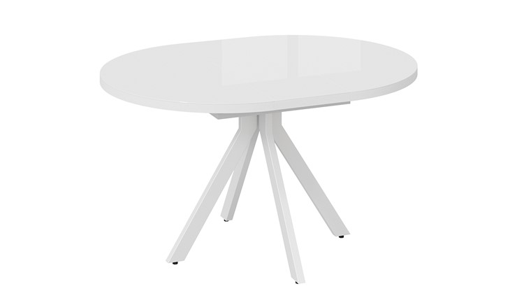 Обеденный раздвижной стол Стокгольм Тип 1 (Белый муар/Стекло глянцевое белое) в Пензе - изображение 7