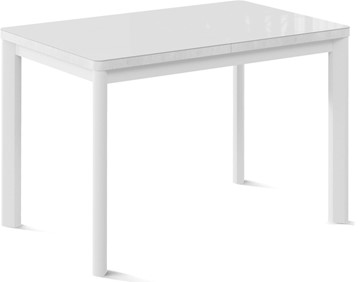 Раздвижной стол Токио-2G (ноги металлические белые, cтекло cristal/белый цемент) в Пензе